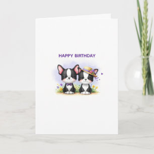 Boston Terrier Grußkarte mit individuellem Text Feiertagskarte