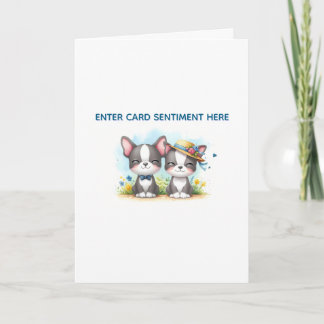 Boston Terrier Grußkarte mit individuellem Text Feiertagskarte