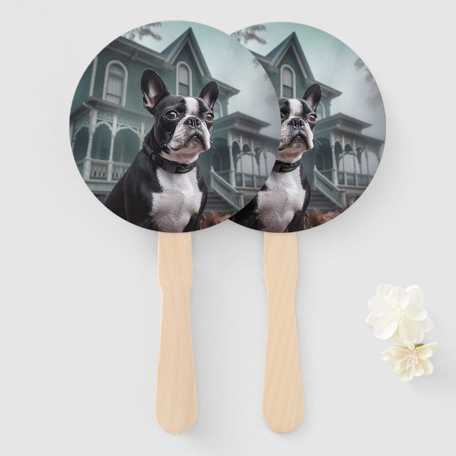 Boston Terrier Halloween Beängstigend Fächer (Vorne und Hinten)