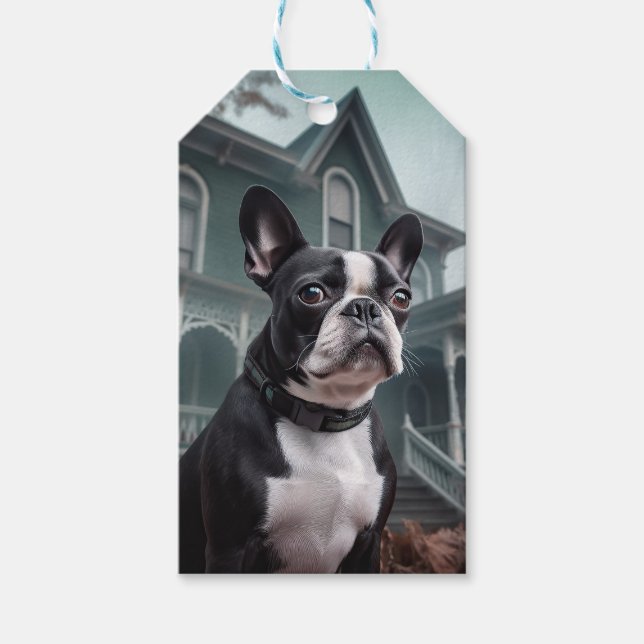 Boston Terrier Halloween Beängstigend Geschenkanhänger (Vorderseite)