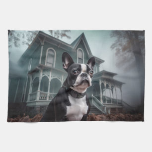 Boston Terrier Halloween Beängstigend Geschirrtuch