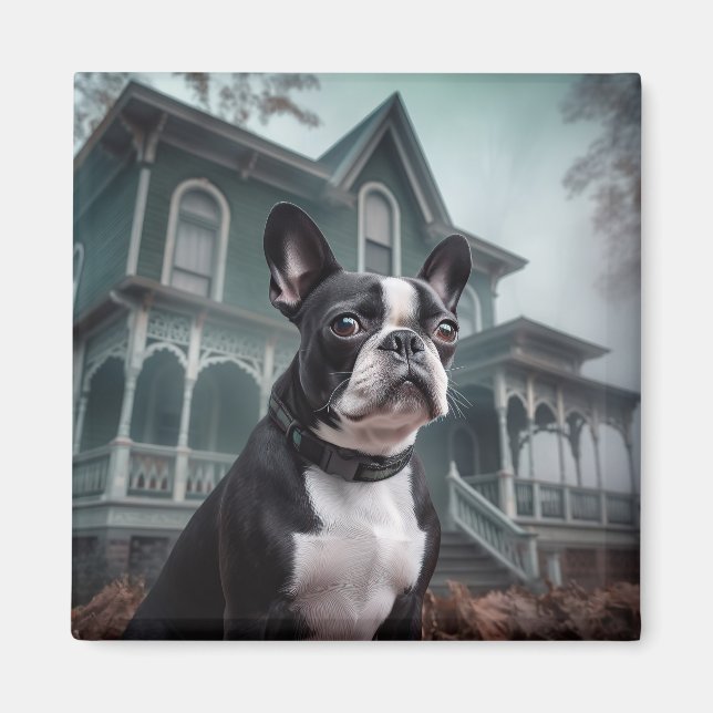 Boston Terrier Halloween Beängstigend Magnet (Vorne)