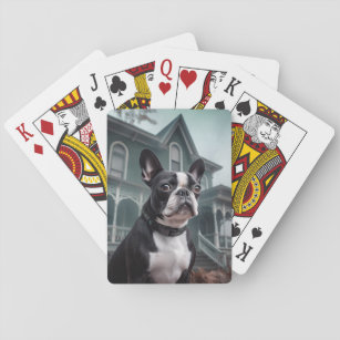 Boston Terrier Halloween Beängstigend Spielkarten
