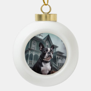 Boston Terrier Halloween Gruselig Keramik Kugel-Ornament