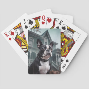 Boston Terrier Halloween Gruselig Spielkarten
