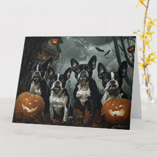 Boston Terrier Halloween Night Doggy Delight Karte