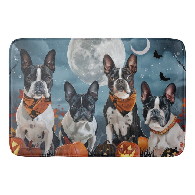 Boston Terrier Halloween Spooky Badematte (Vorderseite)