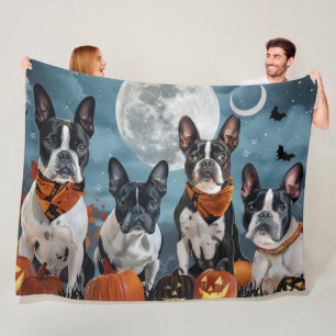 Boston Terrier Halloween Spooky Fleecedecke