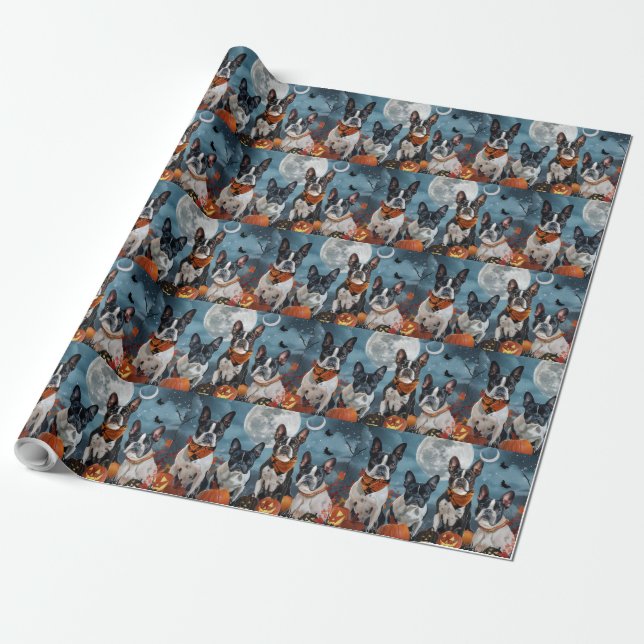 Boston Terrier Halloween Spooky Geschenkpapier (Ungerollt)