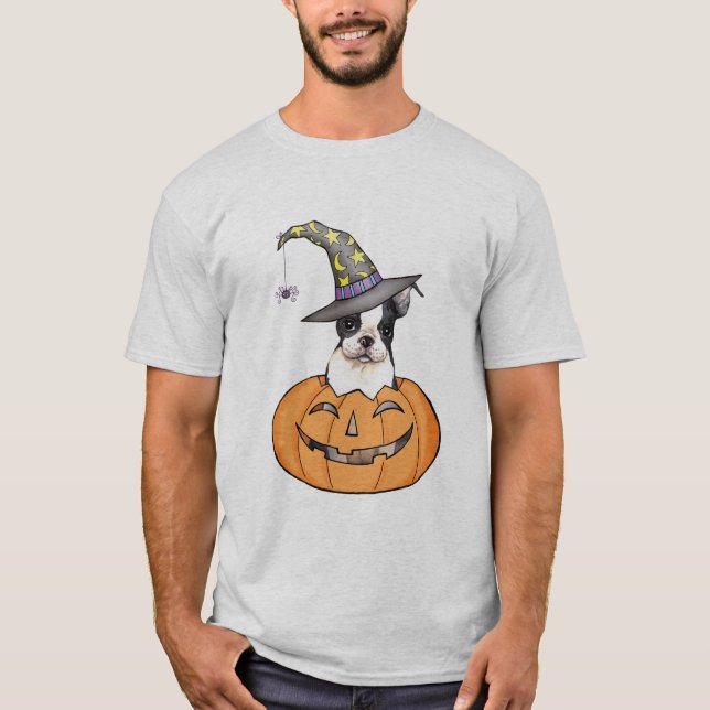 Boston Terrier Halloween T-Shirt (Vorderseite)