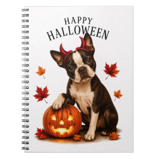 Boston Terrier Halloween Teufelshund Notizblock