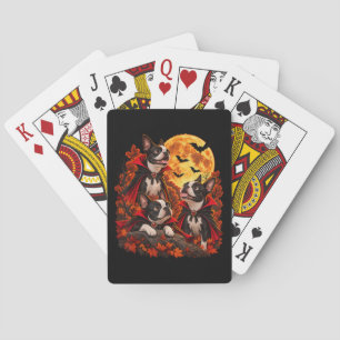 Boston Terrier Halloween Vampir Hunde Gruselig Spielkarten