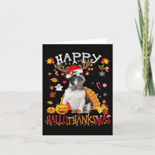 Boston Terrier Halloween Weihnachtshund Happy Hall Karte