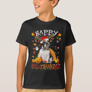 Boston Terrier Halloween Weihnachtshund Happy Hall T-Shirt
