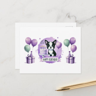 Boston Terrier Happy Birthday Postcard Postkarte