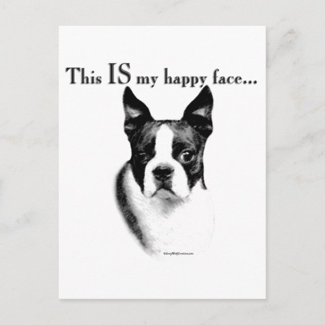 Boston Terrier Happy Face Postkarte (Vorderseite)