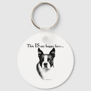 Boston Terrier Happy Face Schlüsselanhänger