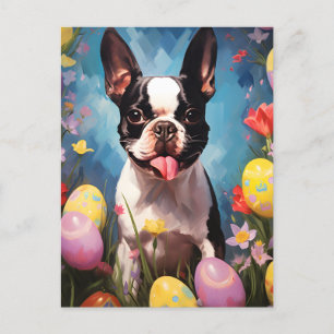 Boston Terrier Happy Oaster Postkarte