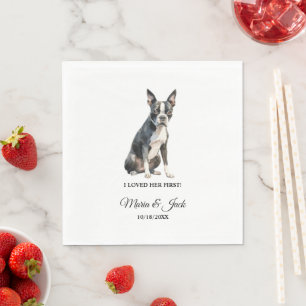 Boston Terrier Haustier Cocktail Hochzeit Serviette
