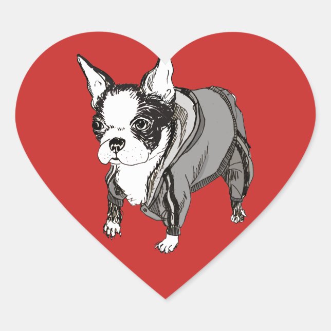 Boston Terrier Heart Shaped Sticker (Vorderseite)