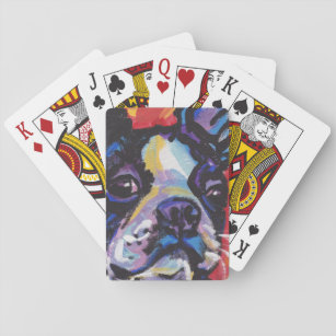 Boston-Terrier-helle bunte Pop-Hundekunst Spielkarten