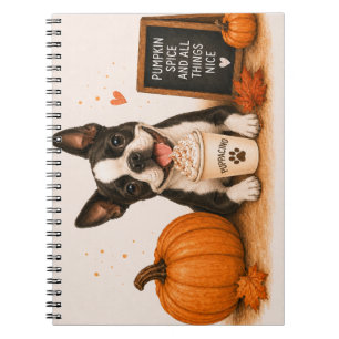 Boston Terrier Herbstcafé Notizblock