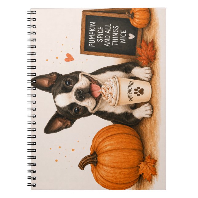 Boston Terrier Herbstcafé Notizblock (Vorderseite)