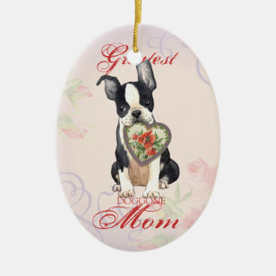 Boston-Terrier-Herz-Mama Keramik Ornament