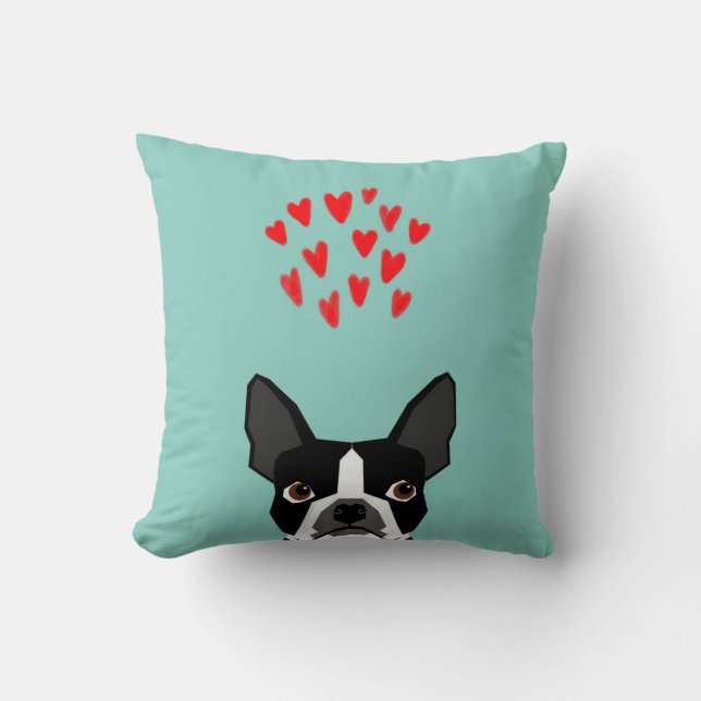 Boston Terrier - Herz, Niedlich Funny Dog Niedlich Kissen (Vorderseite)