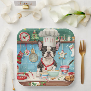 Boston Terrier Holiday Baking: Festliche Weihnacht Pappteller