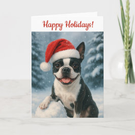 Boston Terrier Holiday Card Karte