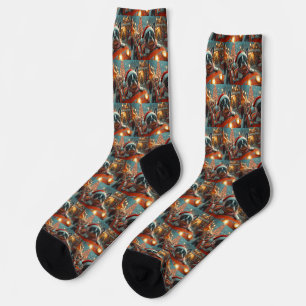 Boston Terrier Hund Achterbahn Weihnachten Socken