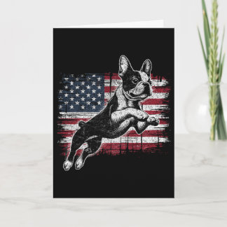 Boston Terrier Hund Amerikanische Flagge 4. Juli P Karte