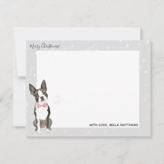 Boston Terrier Hund Feiertags Weihnachten Briefpap Mitteilungskarte
