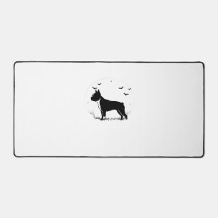 Boston Terrier Hund � Halloween Mond Silhouette Ov Schreibtischunterlage