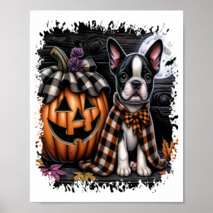 Boston Terrier Hund Halloween Poster
