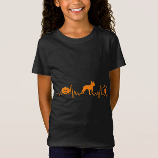Boston Terrier Hund Herzkürbis Halloween T-Shirt