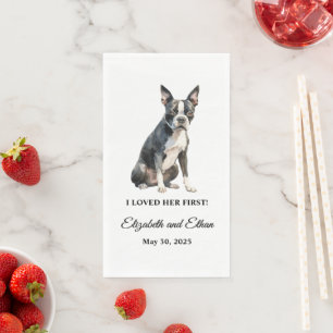 Boston Terrier Hund Hochzeitsessen Serviette