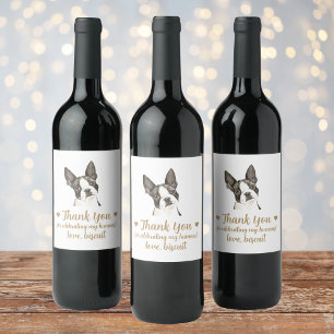Boston Terrier Hund Ich Auch Hochzeit Wein Etikett