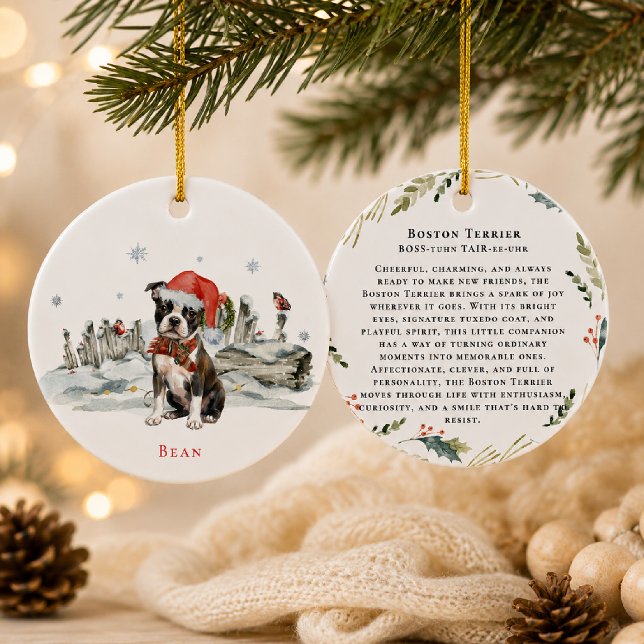 Boston Terrier-Hund-Monogramm Keramik Ornament (Von Creator hochgeladen)