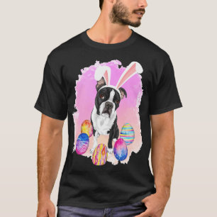 Boston Terrier Hund Ostern Süßer Osterhase Eier T-Shirt