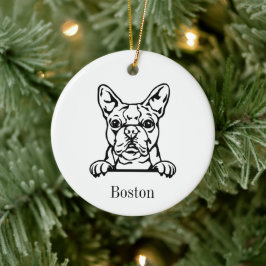 Boston Terrier Hund Personalisierte Tierverzierung Keramik Ornament