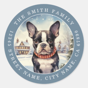 Boston Terrier Hund runde Aufkleber