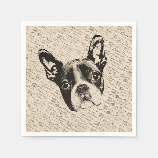 Boston Terrier Hund Serviette (Vorderseite)