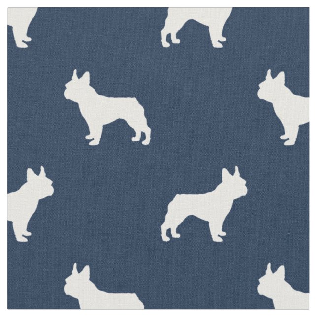Boston Terrier Hund Silhouette Marine blau Stoff (Nahaufnahme)
