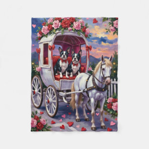 Boston Terrier Hund Valentinstag Fleecedecke