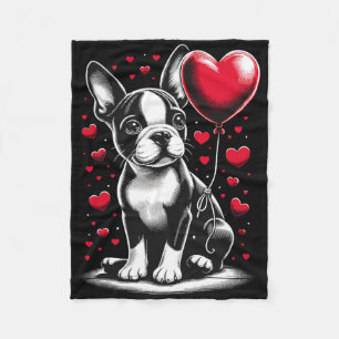 Boston Terrier Hund Valentinstag Hundebesitzer Val Fleecedecke