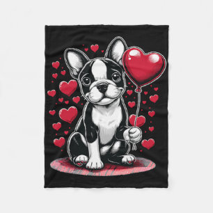 Boston Terrier Hund Valentinstag Hundebesitzer Val Fleecedecke
