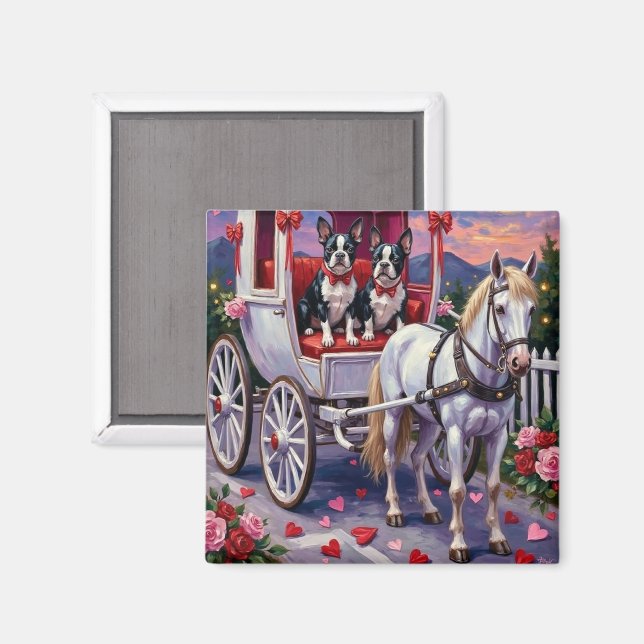 Boston Terrier Hund Valentinstag Magnet (Vorderseite/Rückseite)