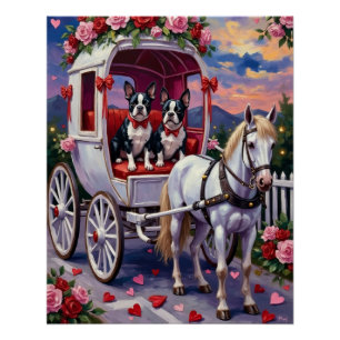 Boston Terrier Hund Valentinstag Poster